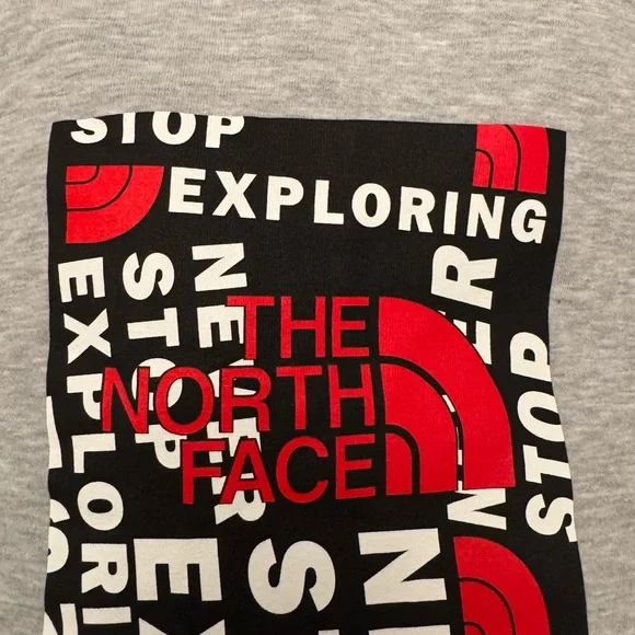 The North Face Gray Hoodie Sweatshirt “Never Stop Exploring” Youth size XL 18-20 - Picture 3 of 7